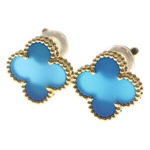 Van Cleef & Arpels Vintage Alhambra Blue Ageto Earring Yellow Gold Au750yg